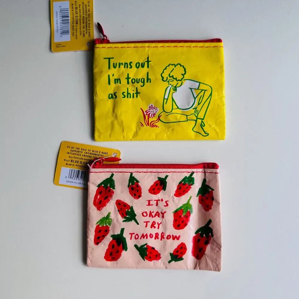 Bundle of Seven (7) Blue Q Recycled Zipper Pouches
